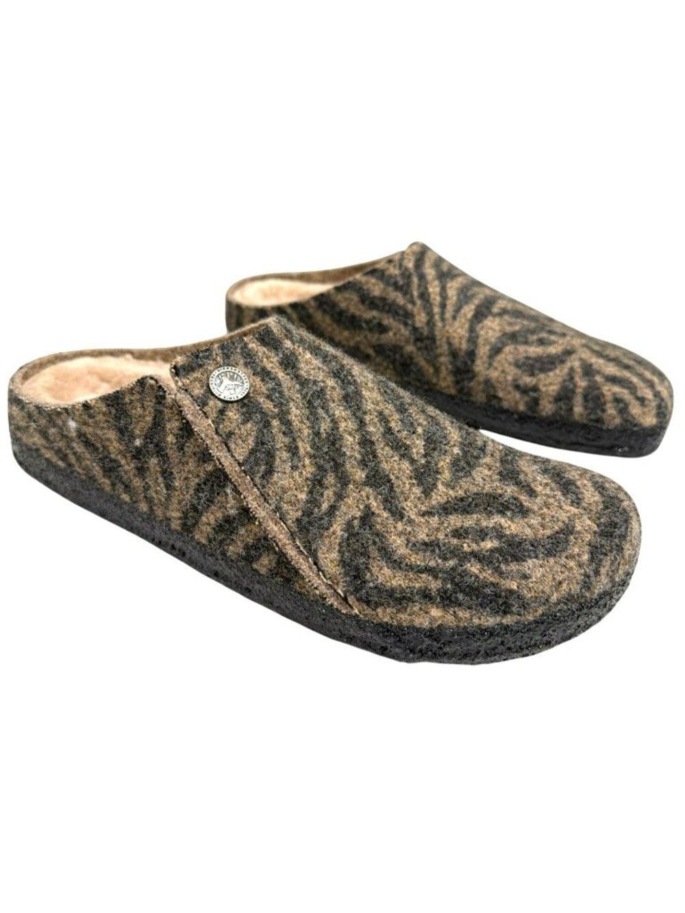 Birkenstock Zermatt Clog Wool Shearling Zebra Toffee Sz 38 US 7